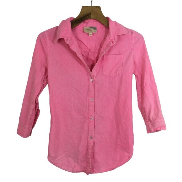 Elizabeth and James Cotton Button Up Zip Back Cohen Shirt Top Bright Pink Small - Picture 1 of 10
